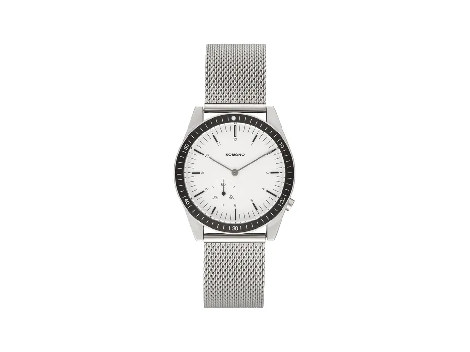 komono-ray-legacy-mesh-silver-armbanduhr-diver-mit-stoppuhr image 1