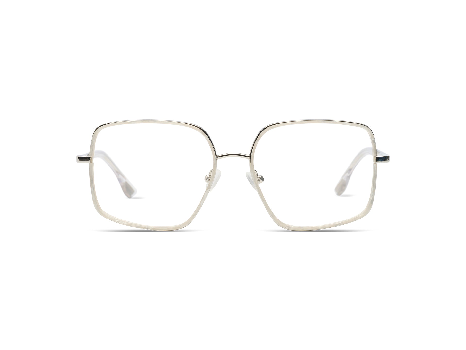 komono-amelia-white-shell-silver-edelstahl-brillenfassung image 1