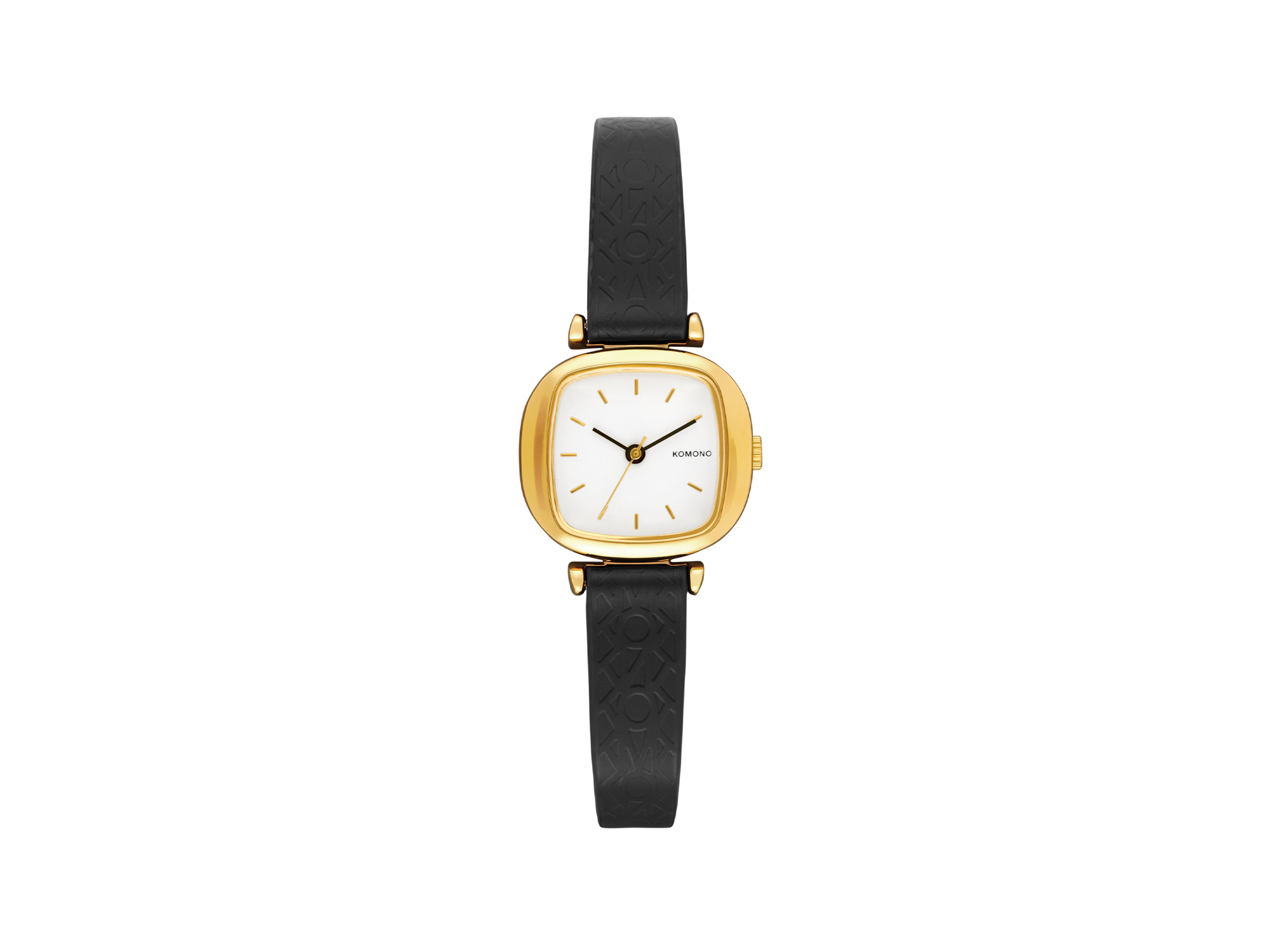 komono-moneypenny-monogram-armbanduhr-gold-black-textilarmband-minimalistisch image 1