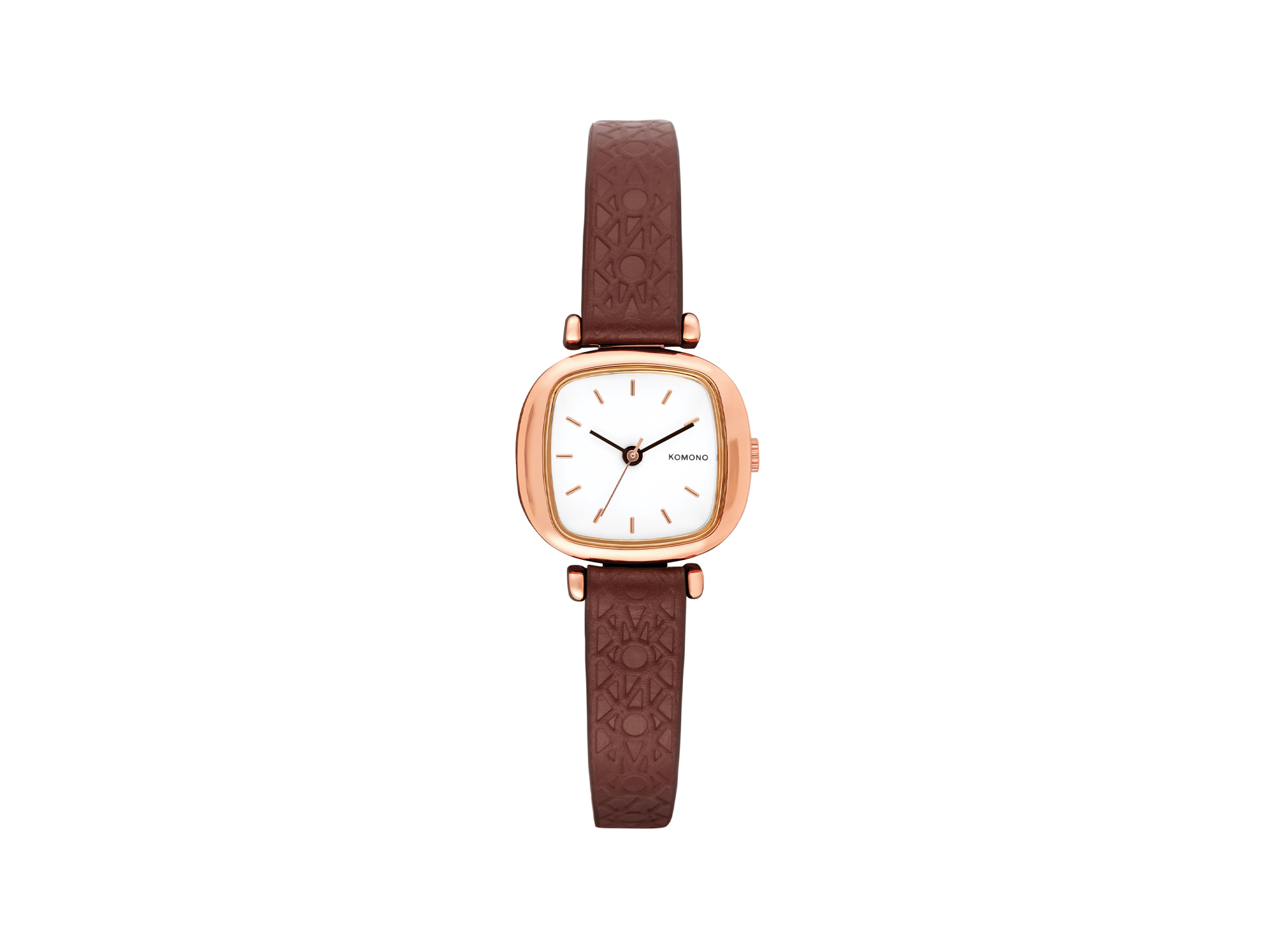 komono-moneypenny-monogram-damenuhr-auburn-mit-strukturiertem-armband image 1