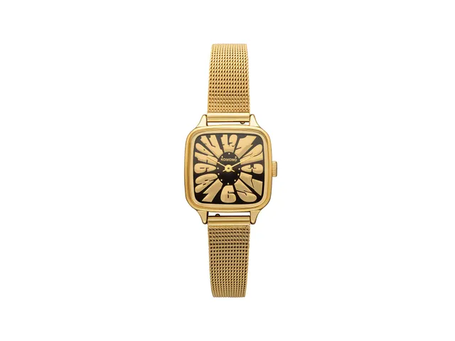 komono-kate-flower-royale-gold-black-damenuhr-japanese-quartz-edelstahlarmband image 1