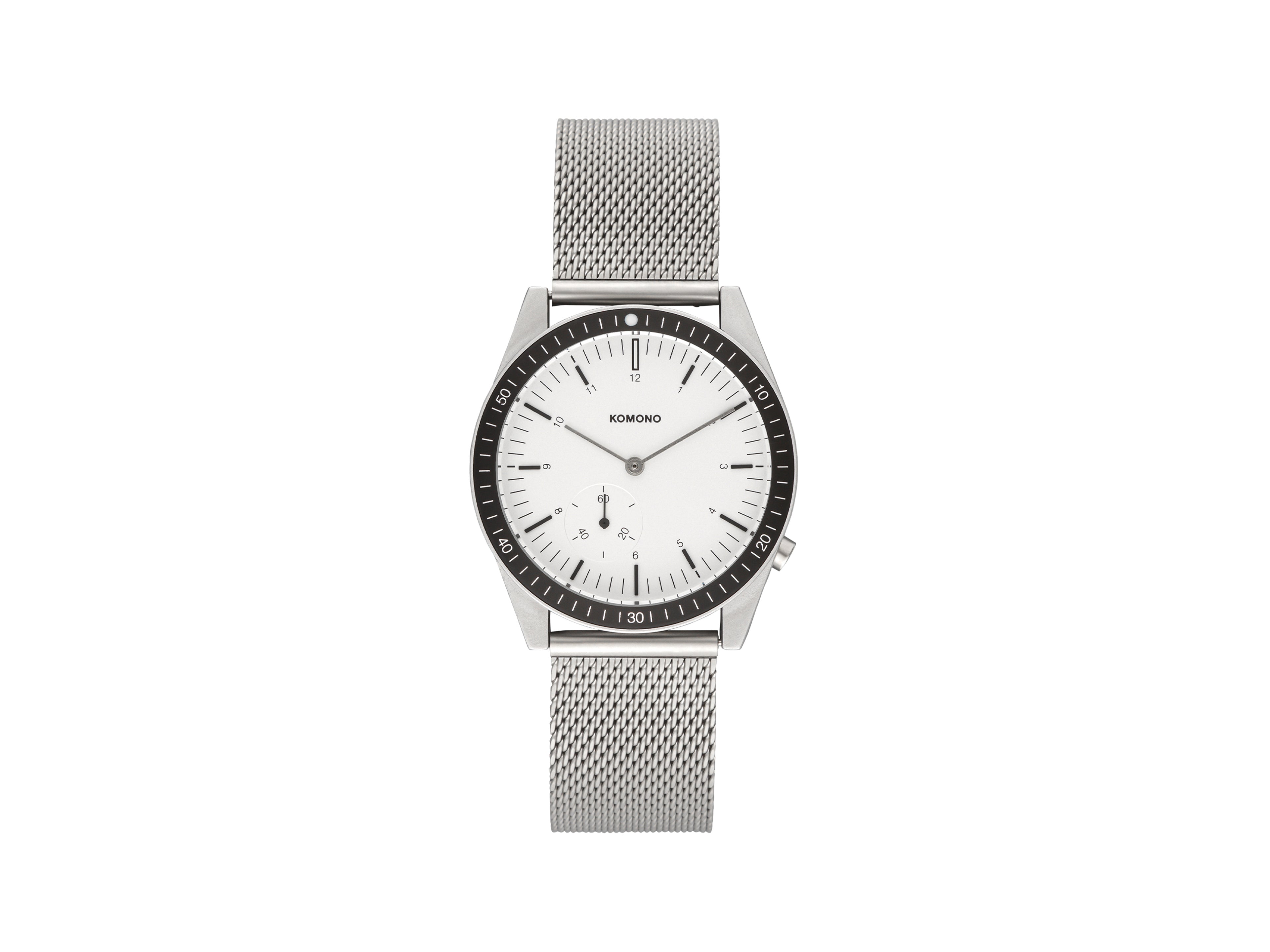 komono-ray-legacy-mesh-silver-armbanduhr-diver-mit-stoppuhr image 1