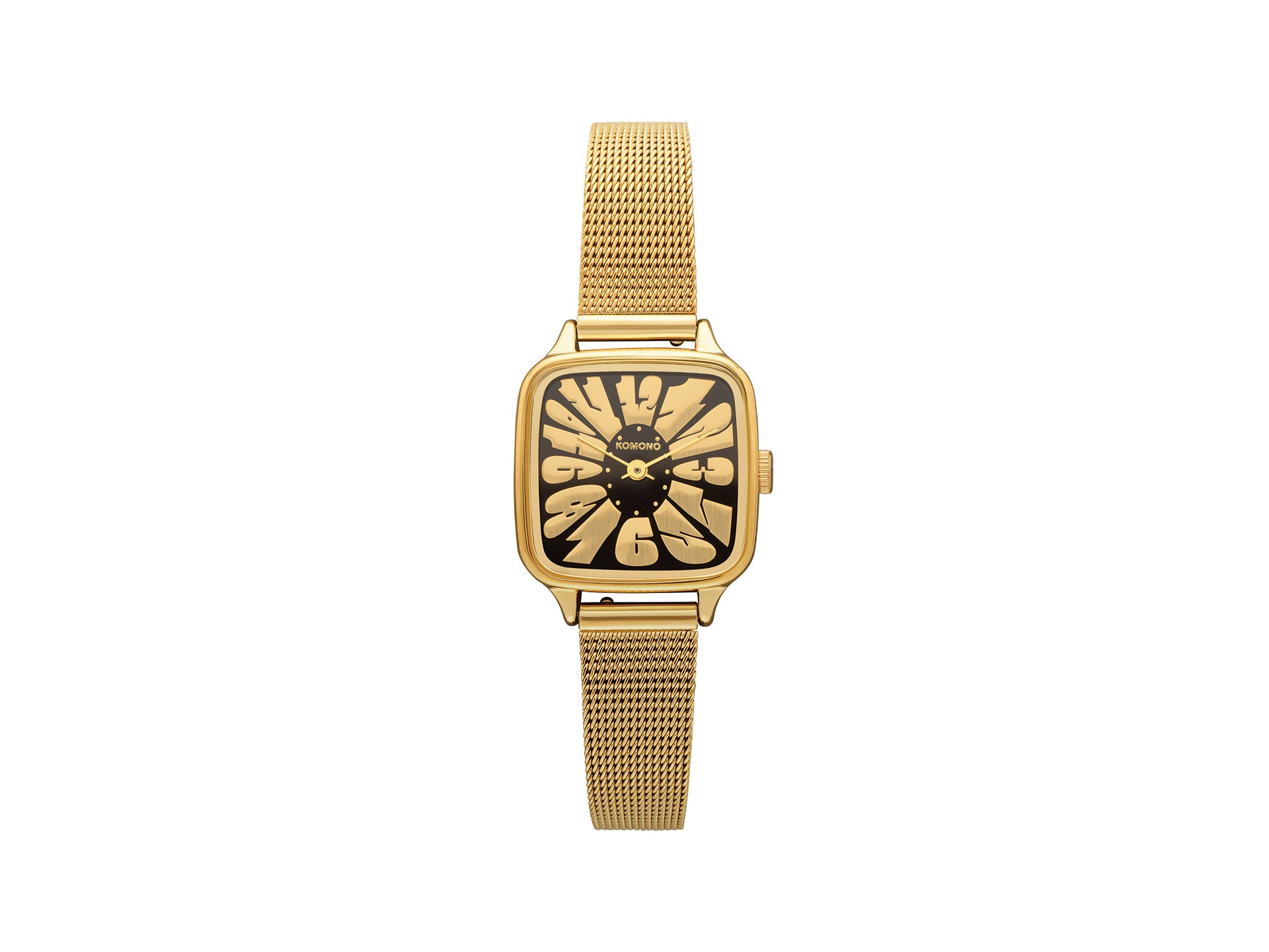 komono-kate-flower-royale-gold-black-damenuhr-japanese-quartz-edelstahlarmband image 1