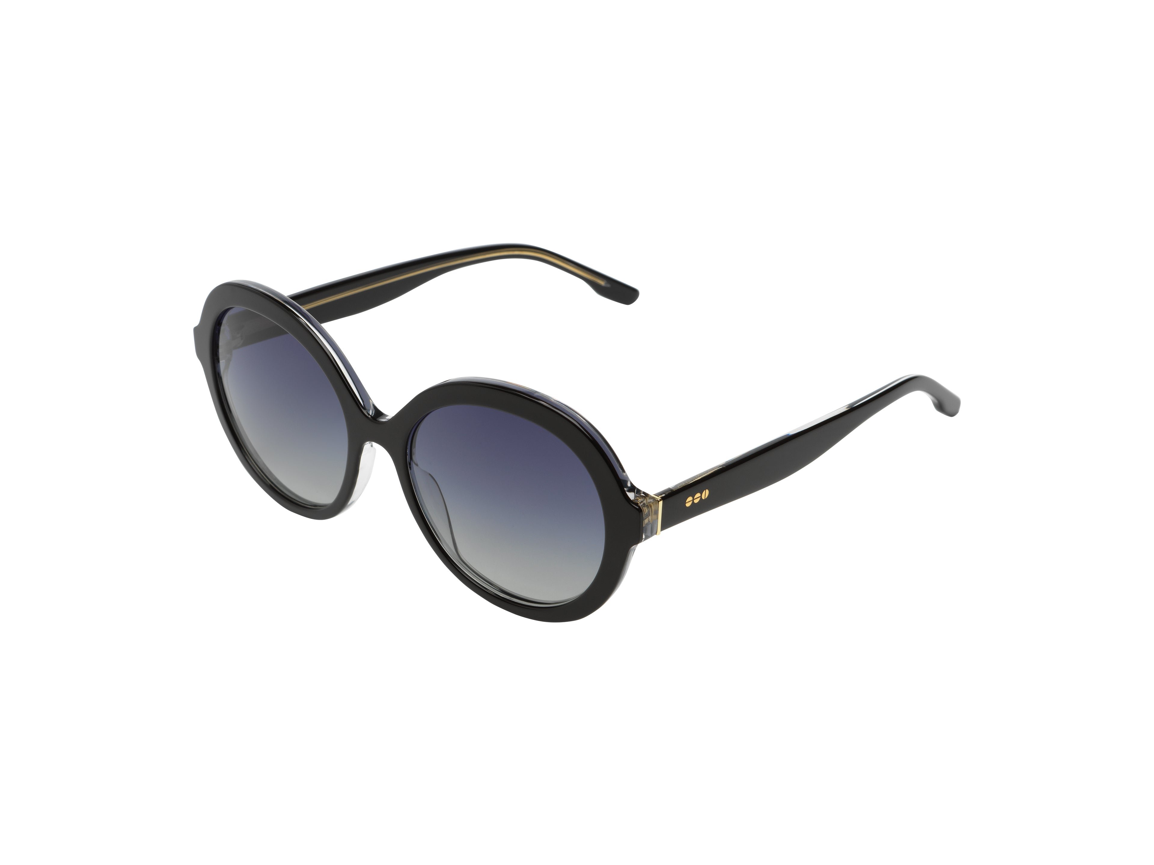 komono-misty-black-clear-white-gold-sonnenbrille-oversized-rund-polarisiert image 2