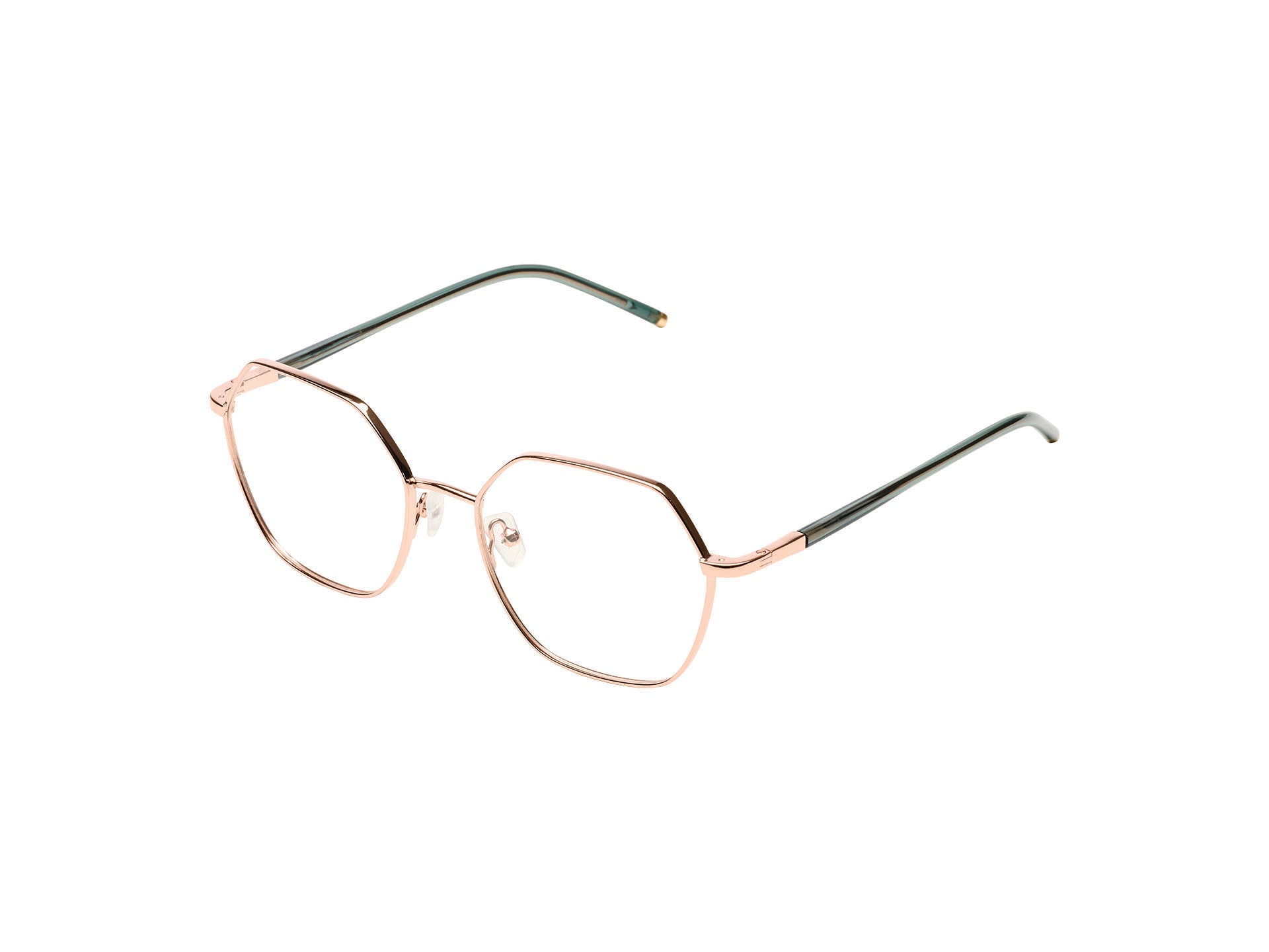 komono-nora-rose-gold-glossy-emerald-hexagonale-brillenfassung image 2