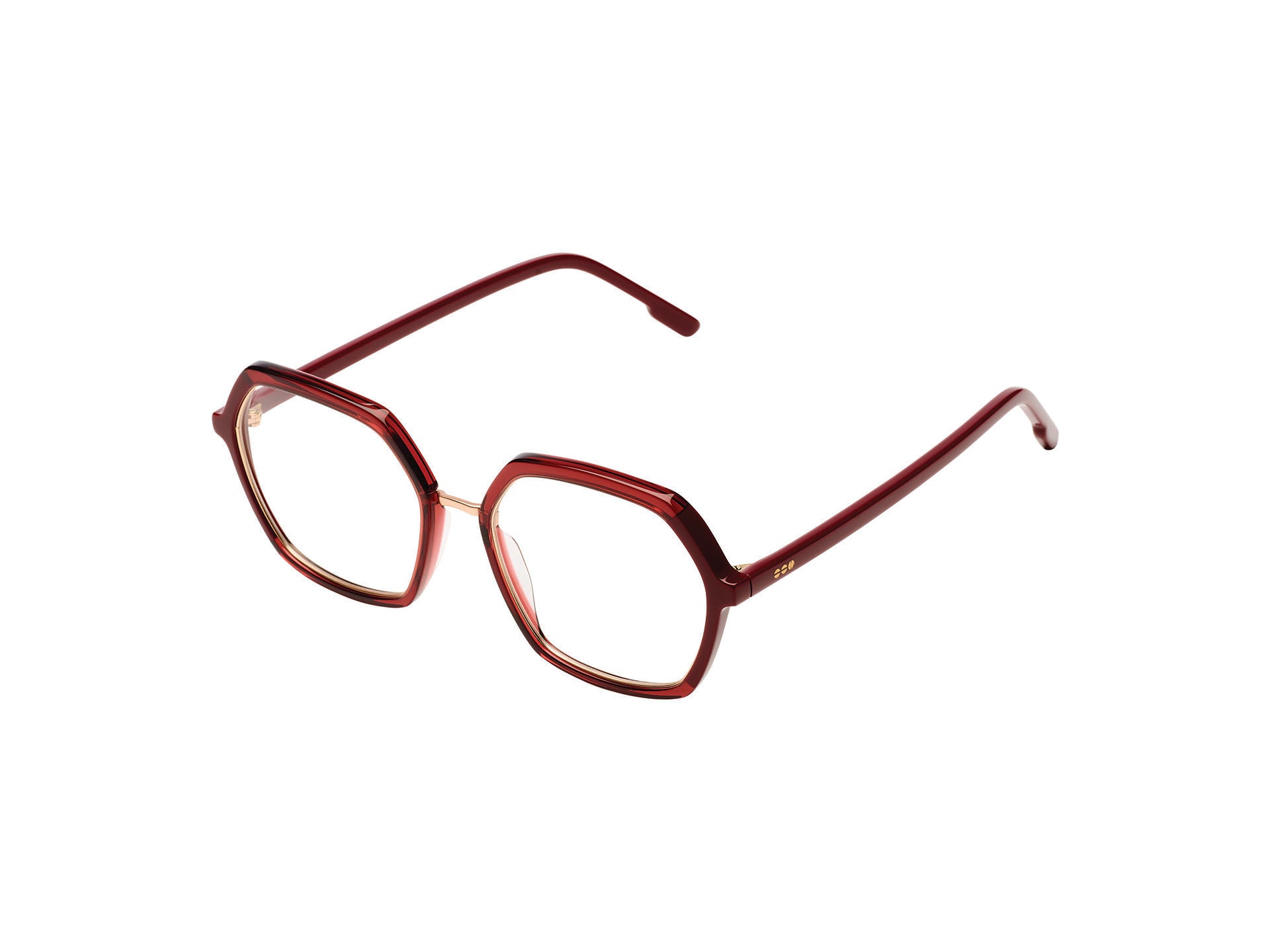 komono-paige-maroon-rose-gold-matte-sechseckige-leicht-oversized-brille image 2