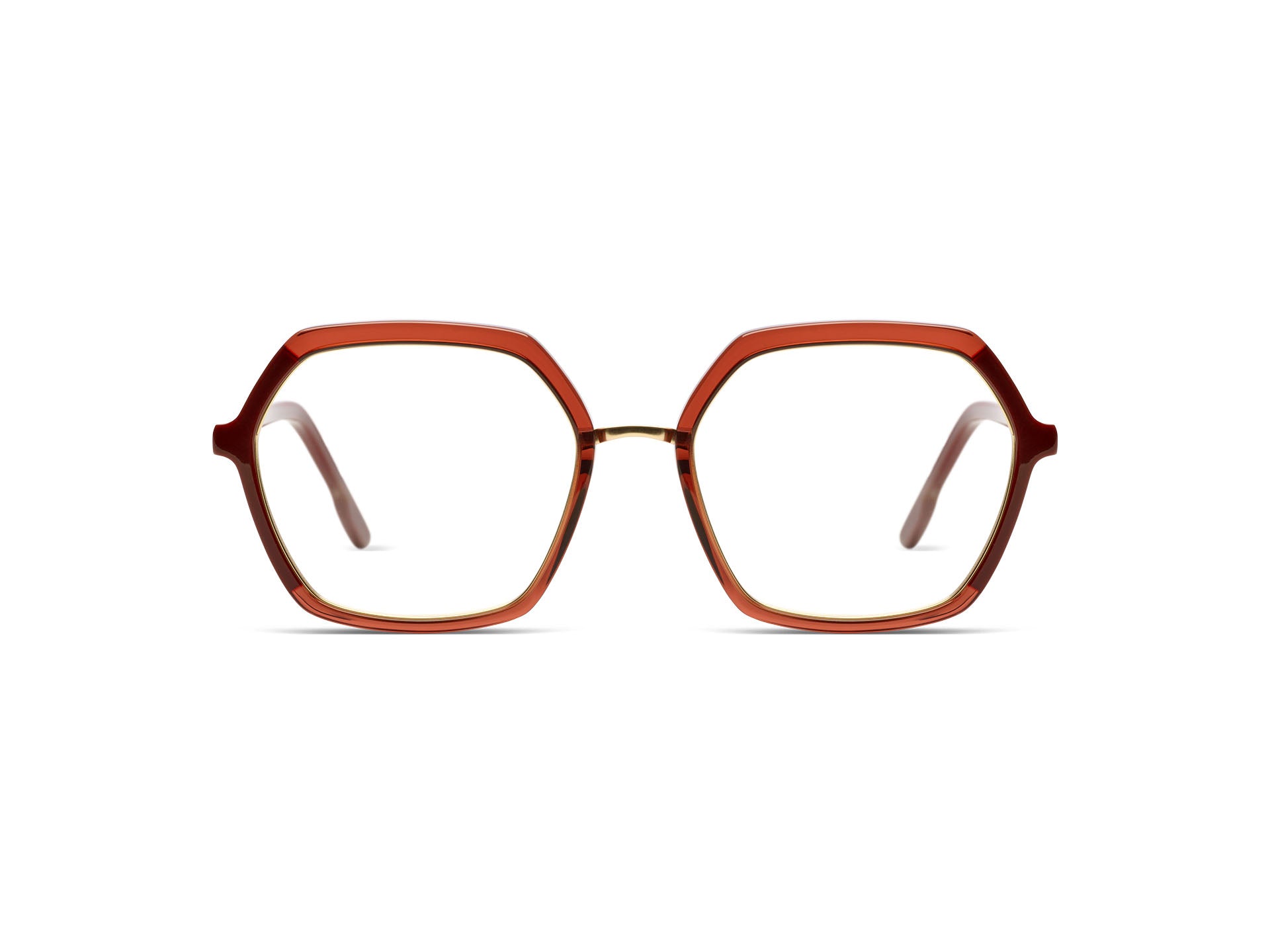 komono-paige-maroon-rose-gold-matte-sechseckige-leicht-oversized-brille image 1