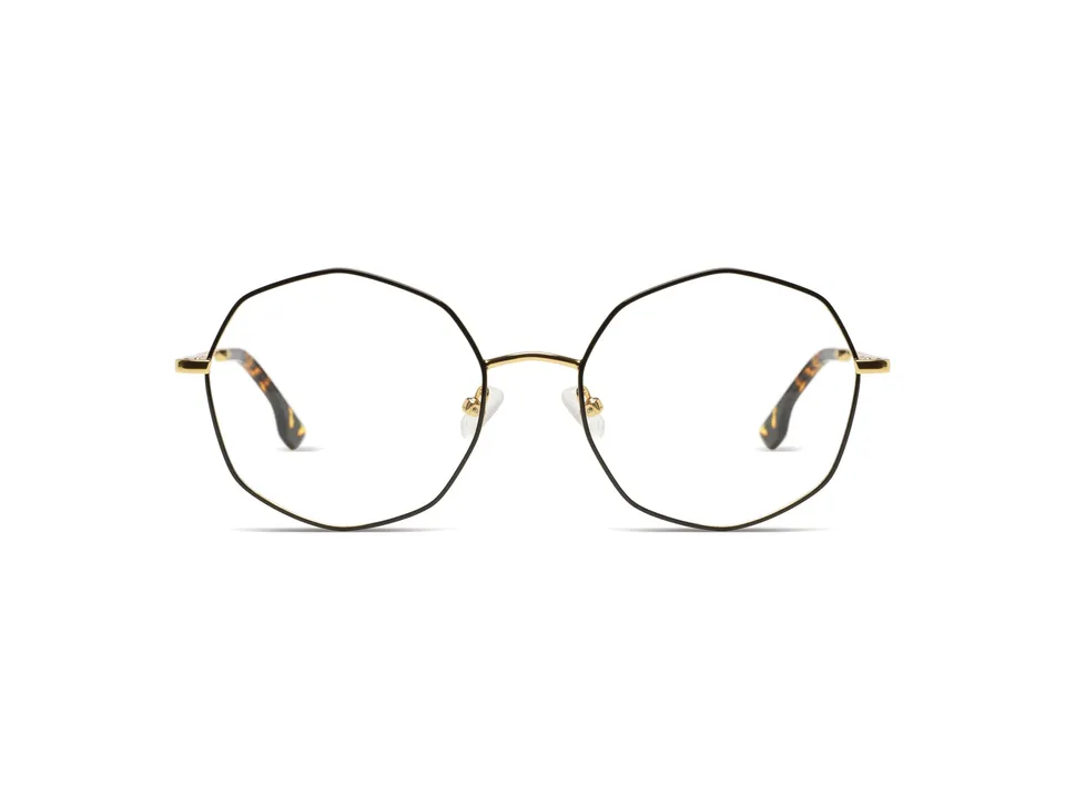 komono-sofia-black-gold-oktagonale-edelstahl-brille image 1