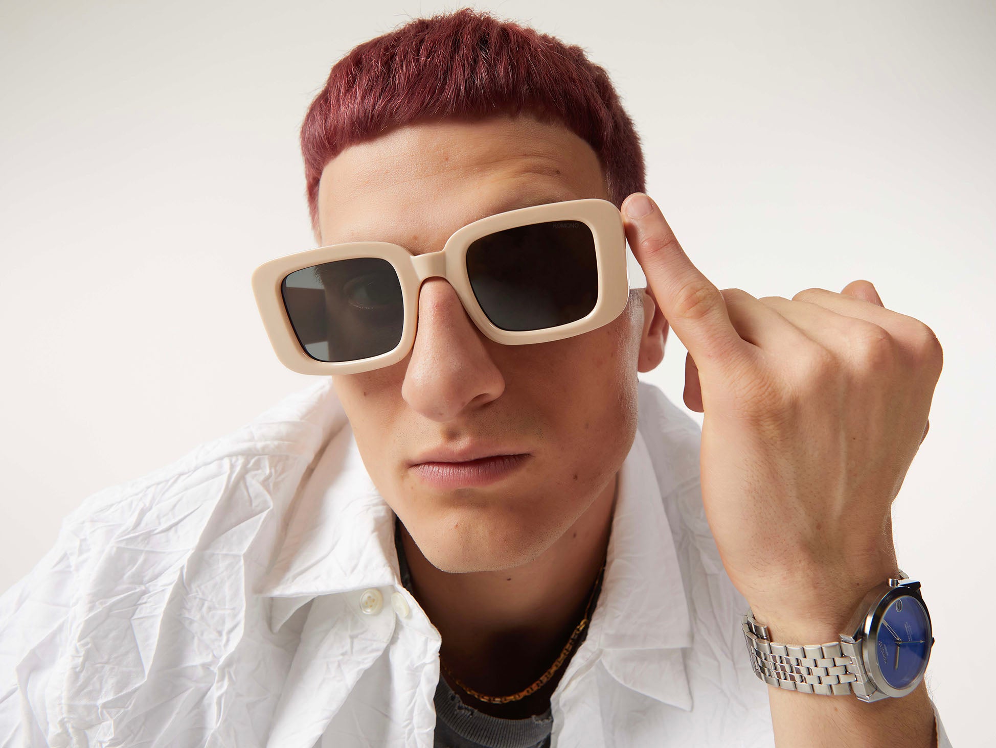 komono-avery-almond-sonnenbrille-rechteckig-bio-nylon image 3