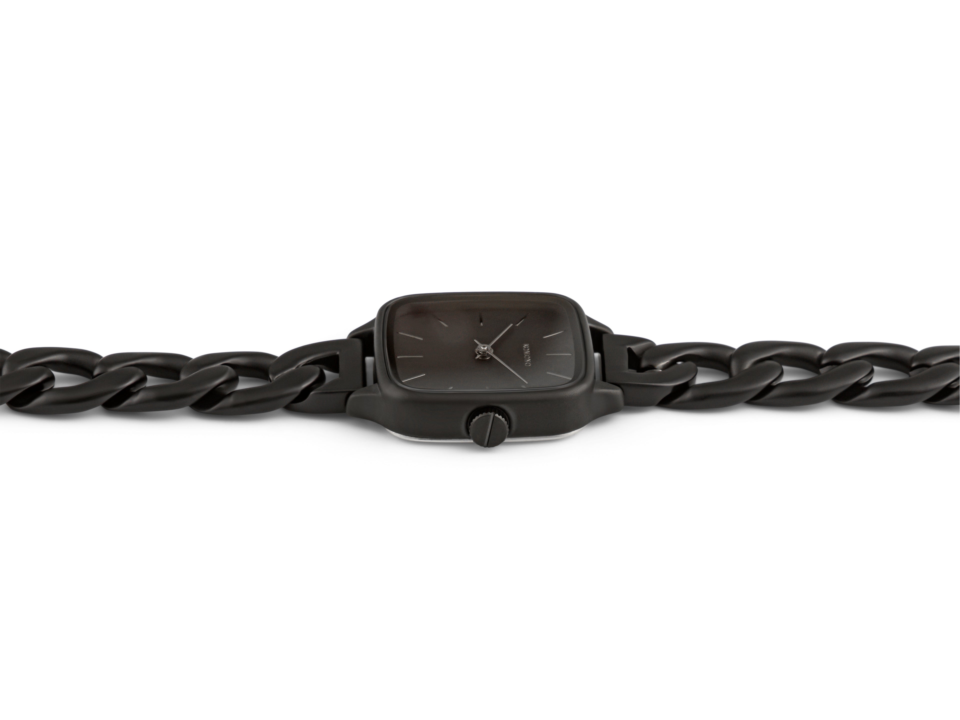 komono-kate-revolt-black-armbanduhr-mit-edelstahl-armband-im-kabelmuster image 2