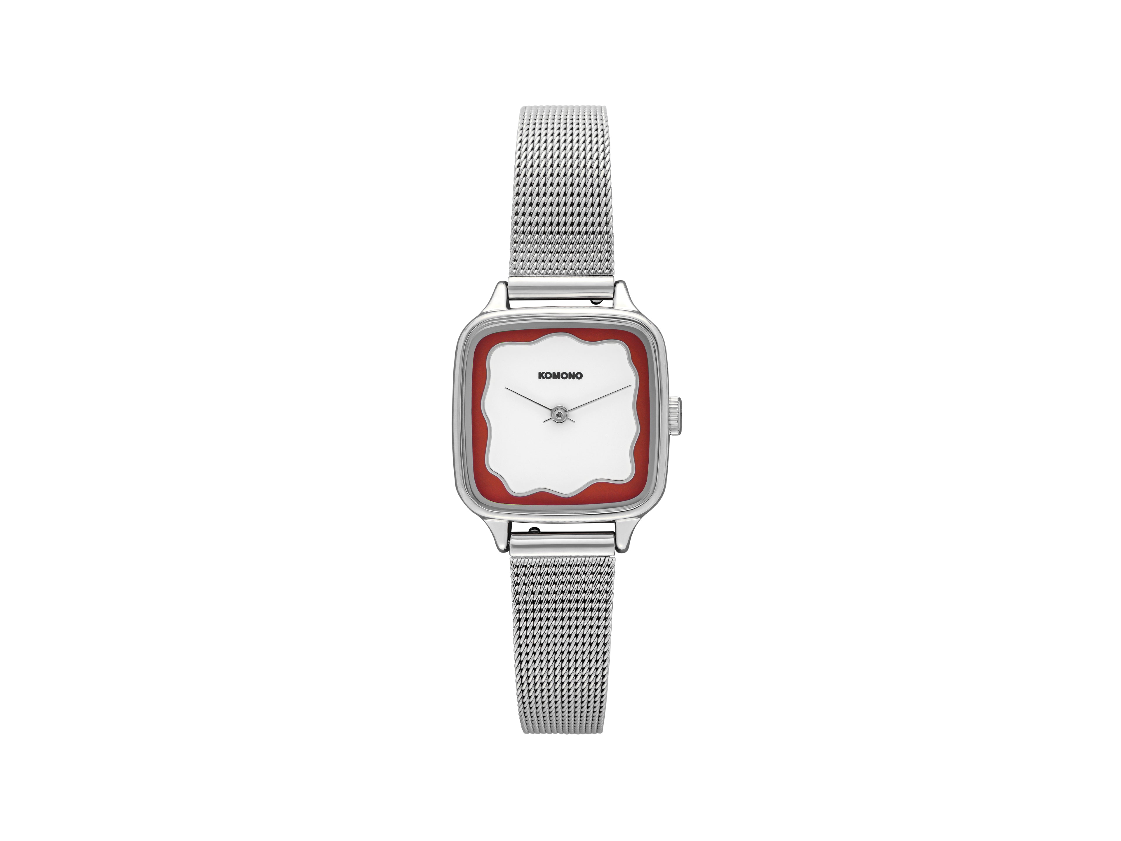 komono-kate-wave-royale-silver-maroon-armbanduhr image 1