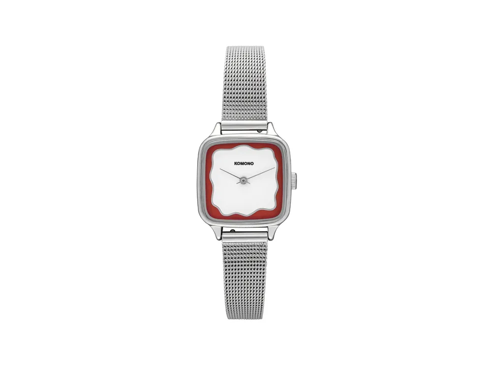 komono-kate-wave-royale-silver-maroon-armbanduhr image 1