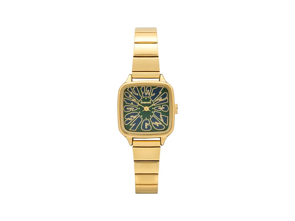 komono-kate-flower-trak-gold-green-damenuhr-edelstahlarmband-trak-gold-gr-n image 1