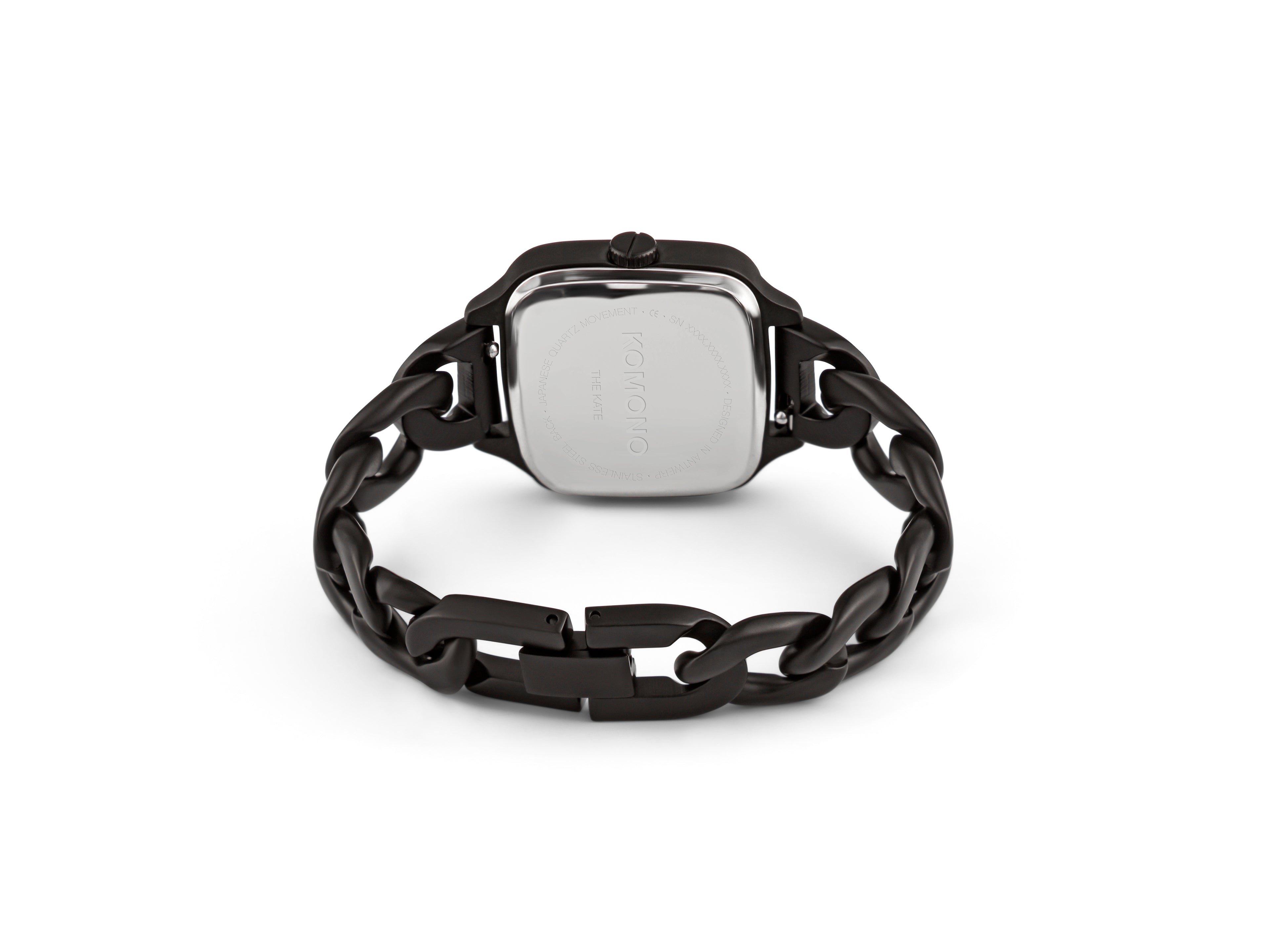 komono-kate-revolt-black-armbanduhr-mit-edelstahl-armband-im-kabelmuster image 3
