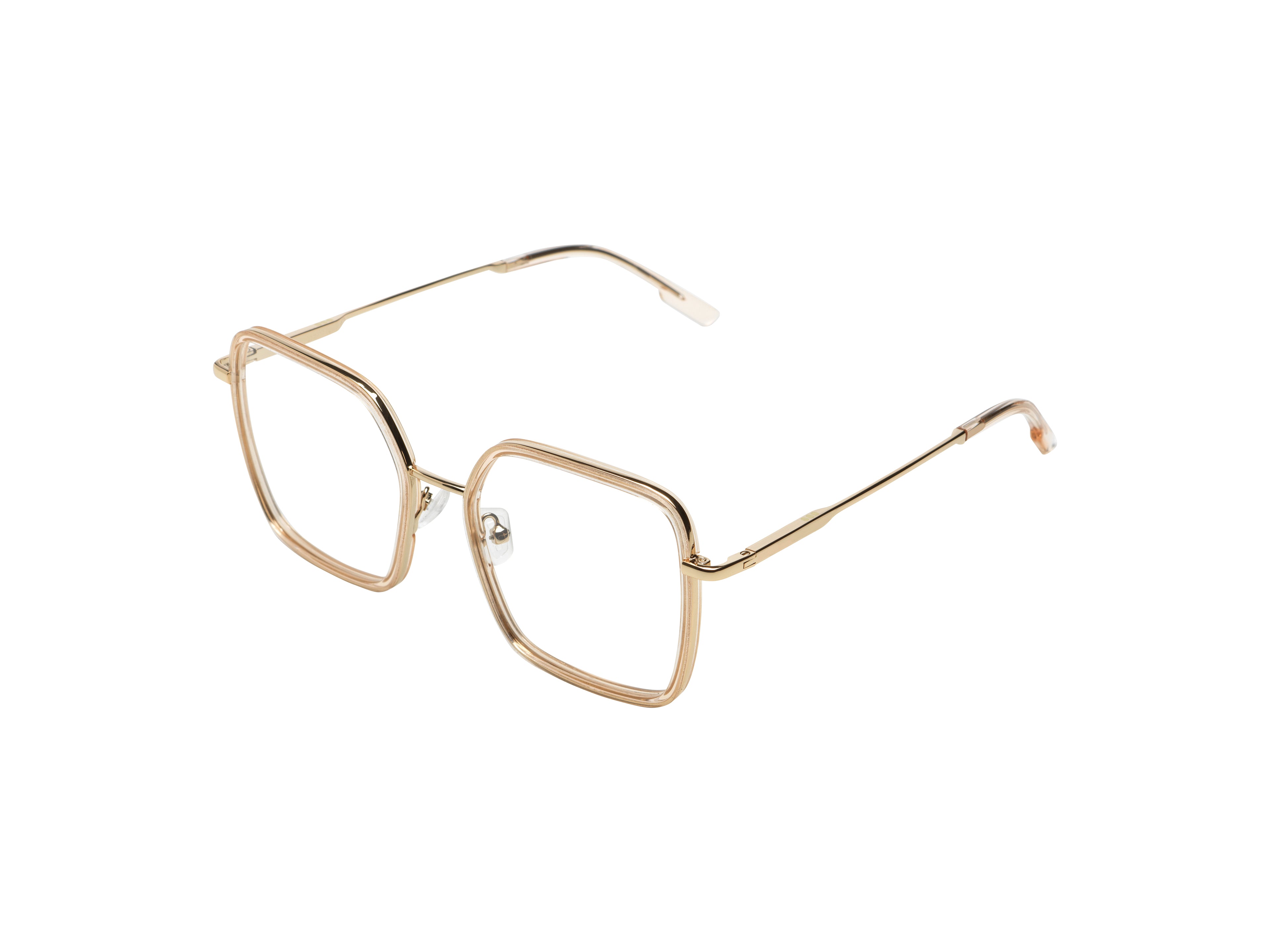 komono-audrey-champagne-white-gold-oversized-quadratische-sonnenbrille-edelstahl image 2