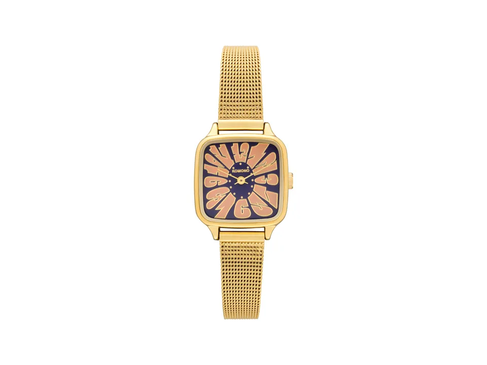 komono-kate-flower-royale-gold-blue-rose-armbanduhr image 1