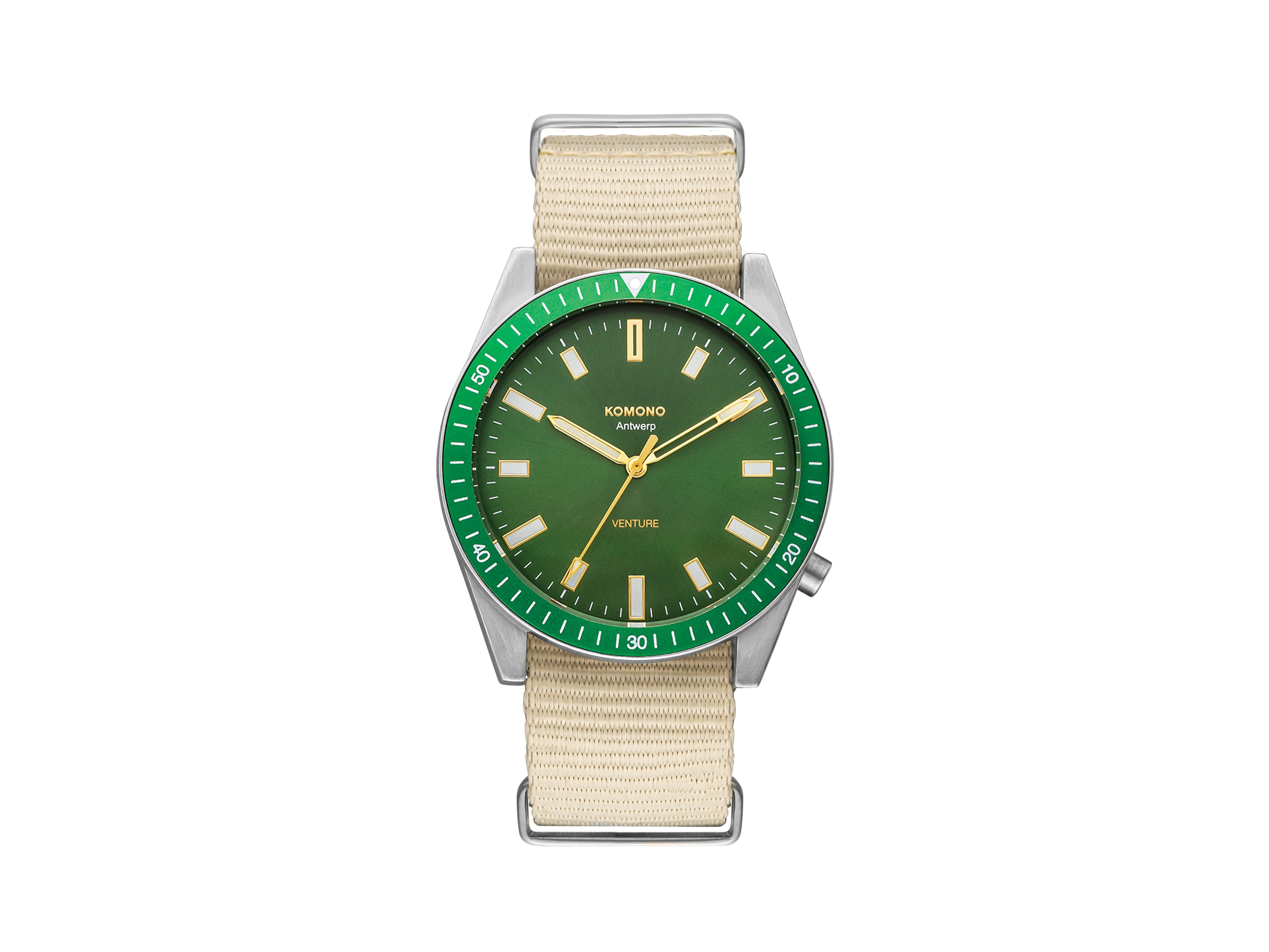 komono-ray-venture-nato-silver-green-armbanduhr image 1