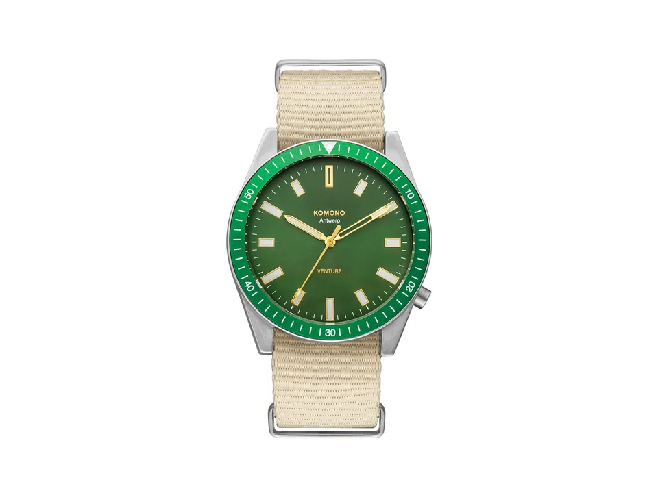 komono-ray-venture-nato-silver-green-armbanduhr image 1