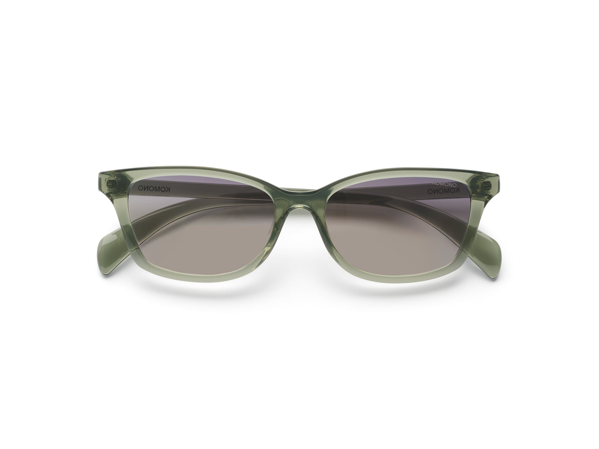 komono-gloria-thistle-green-schmale-unisex-sonnenbrille-mit-cat-eye-akzent image 2