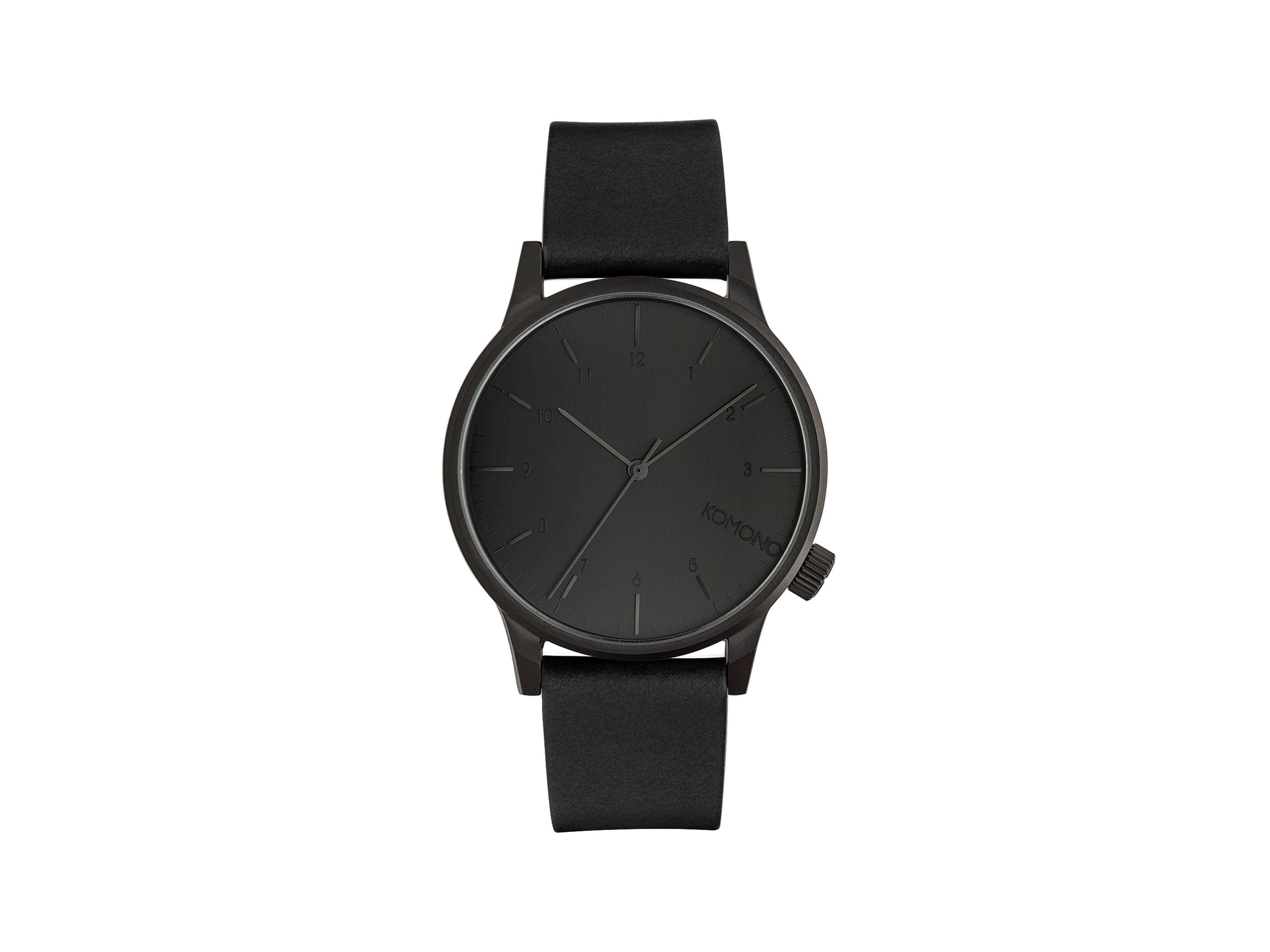 komono-winston-regal-all-black-uhr-italienisches-lederarmband image 1