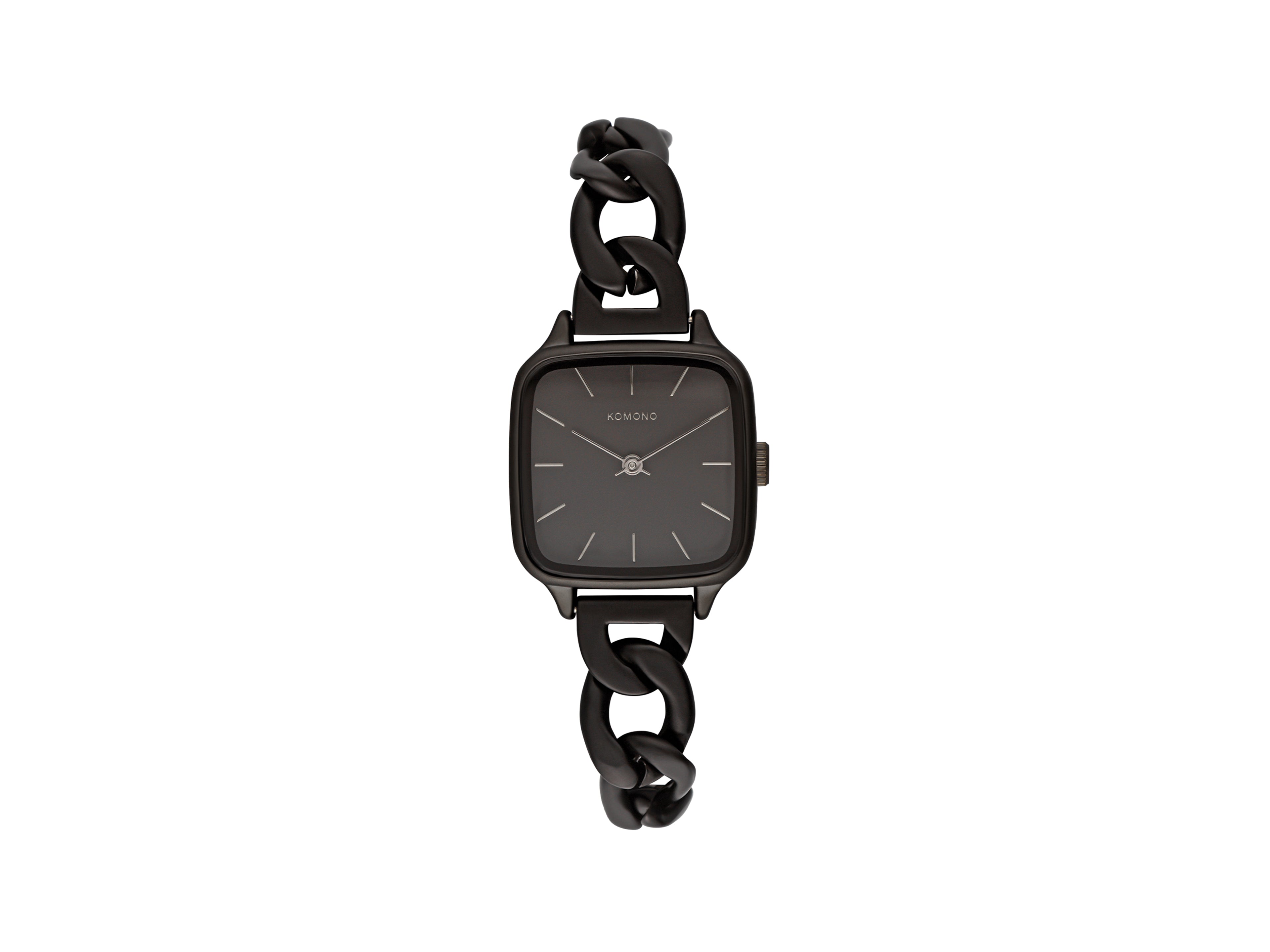 komono-kate-revolt-black-armbanduhr-mit-edelstahl-armband-im-kabelmuster image 1