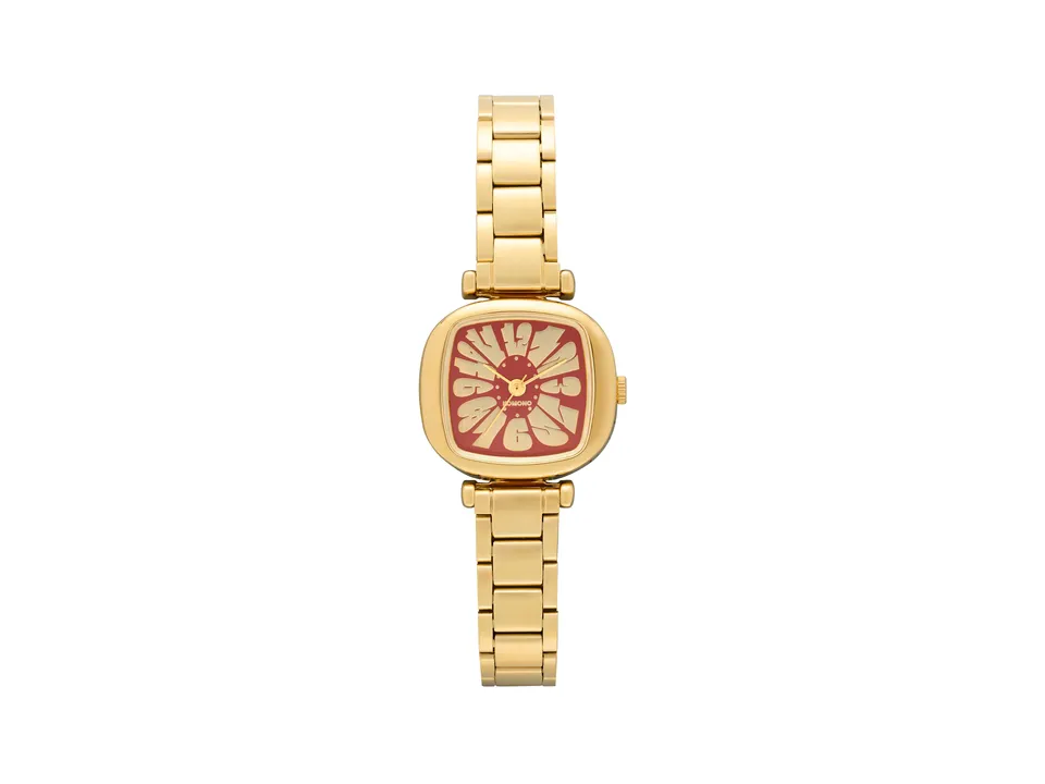 komono-moneypenny-flower-tire-gold-bordeaux-uhr image 1