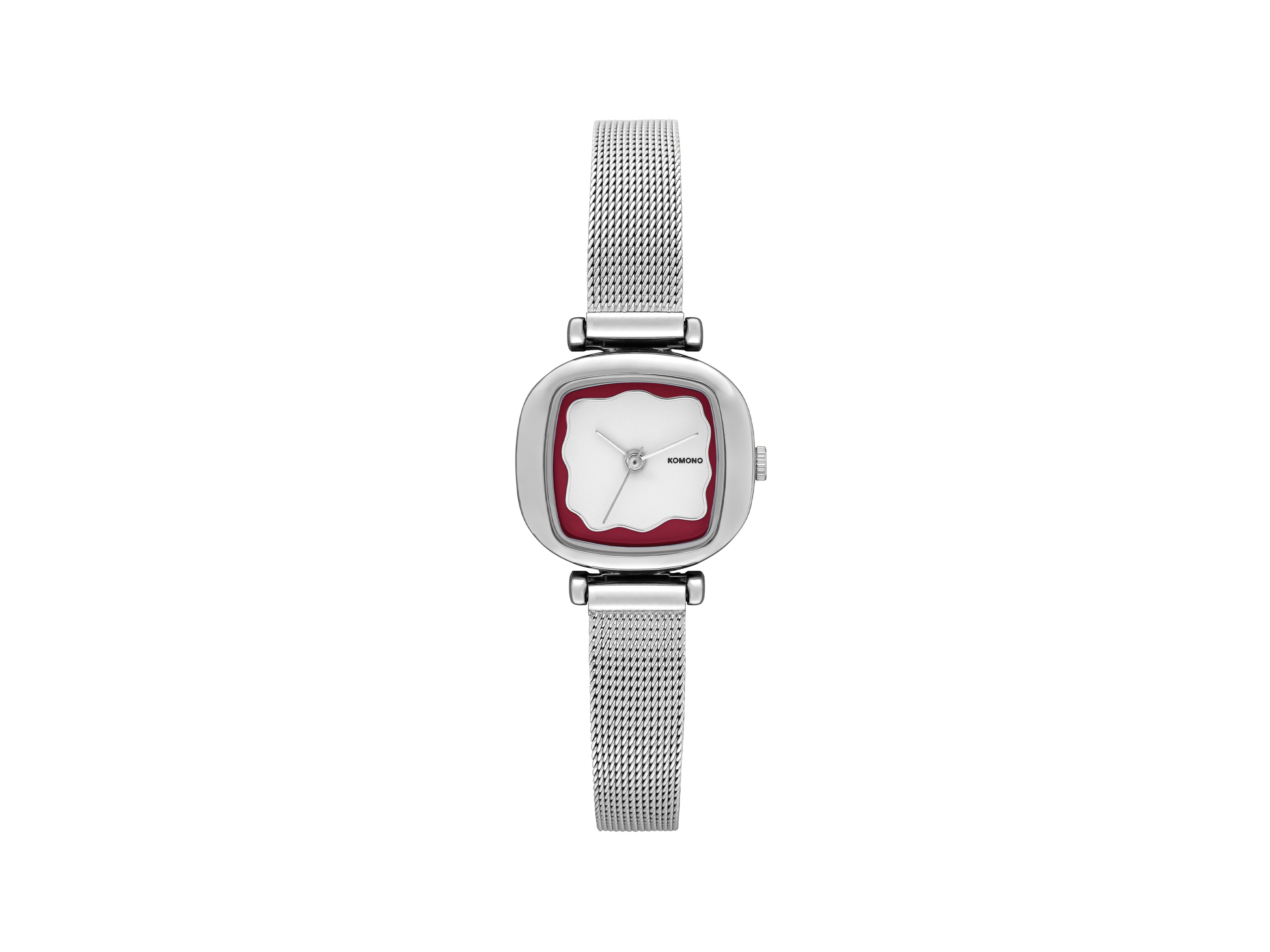 komono-moneypenny-wave-royale-silver-maroon-damenuhr-mit-wellenmuster-zifferblat image 1