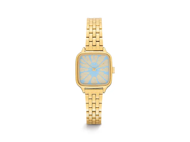 komono-kate-estate-flower-gold-sky-uhr-mit-edelstahl-armband image 1