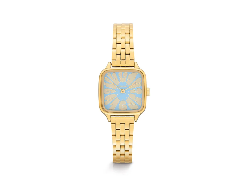 komono-kate-estate-flower-gold-sky-uhr-mit-edelstahl-armband image 1