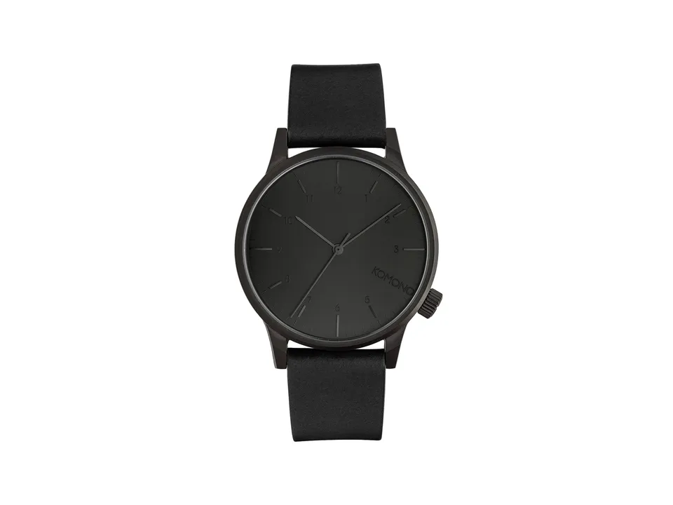 komono-winston-regal-all-black-uhr-italienisches-lederarmband image 1