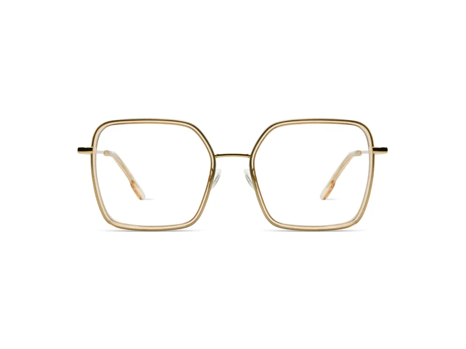 komono-audrey-champagne-white-gold-oversized-quadratische-sonnenbrille-edelstahl image 1