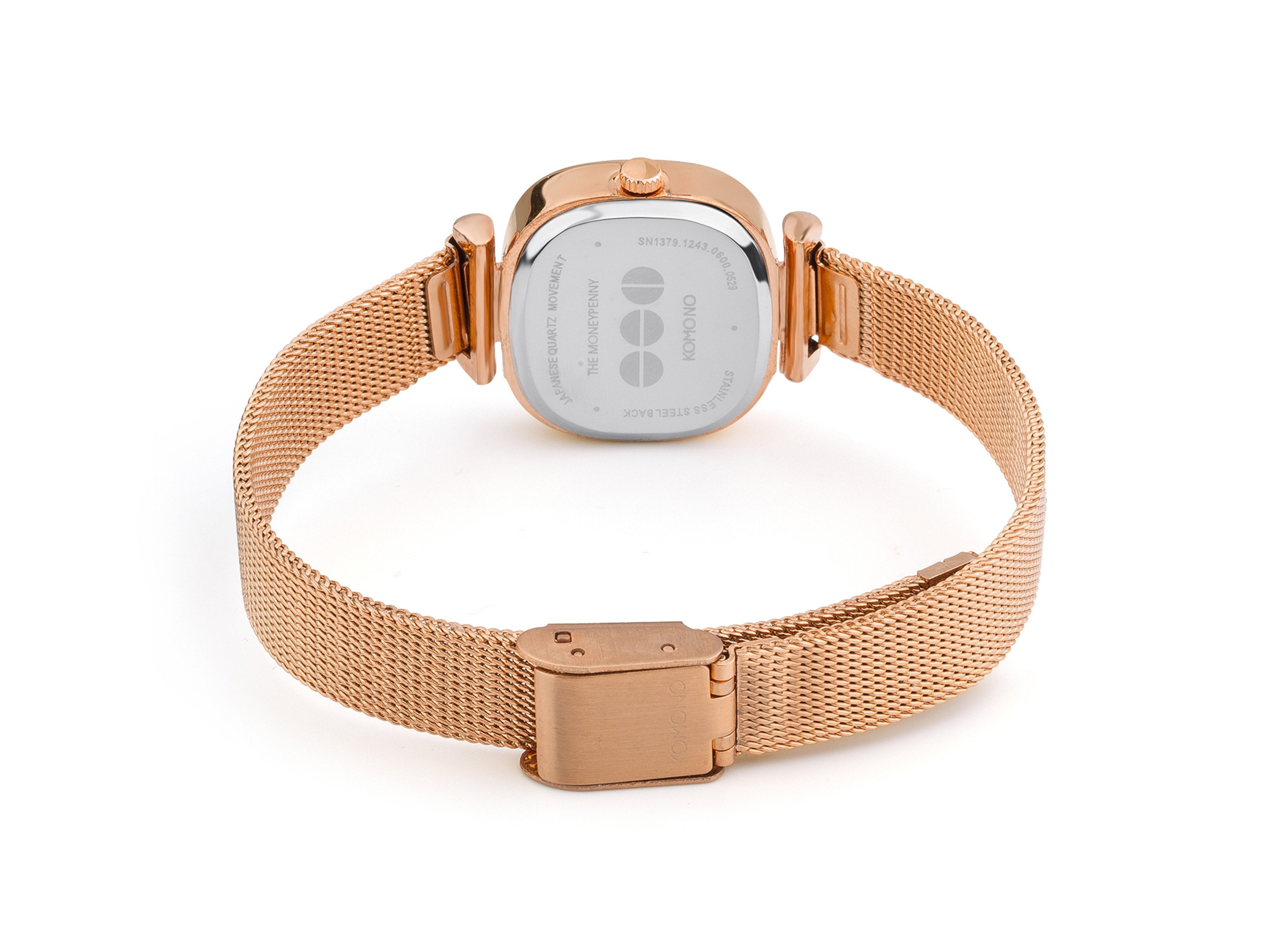 komono-moneypenny-royale-rose-gold-damen-armbanduhr-mesh image 3