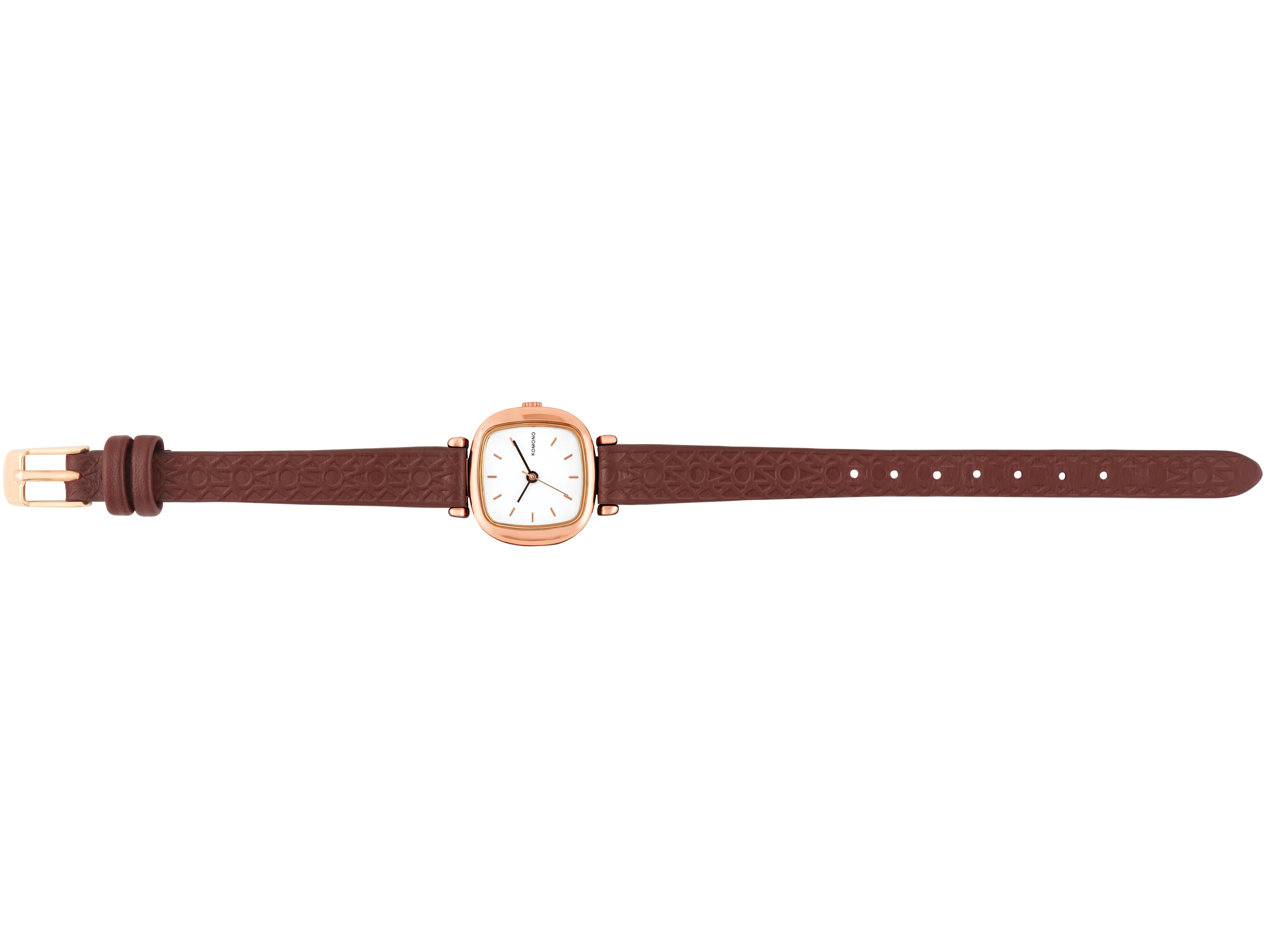 komono-moneypenny-monogram-damenuhr-auburn-mit-strukturiertem-armband image 2