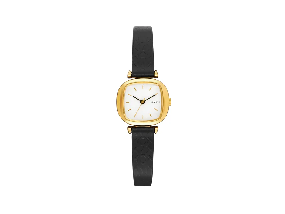 komono-moneypenny-monogram-armbanduhr-gold-black-textilarmband-minimalistisch image 1