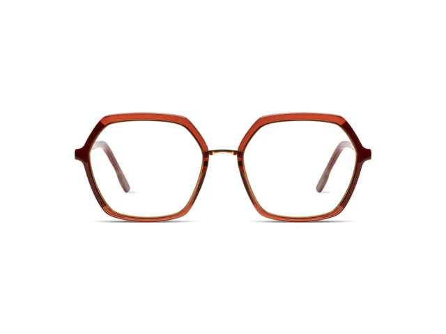 komono-paige-maroon-rose-gold-matte-sechseckige-leicht-oversized-brille image 1