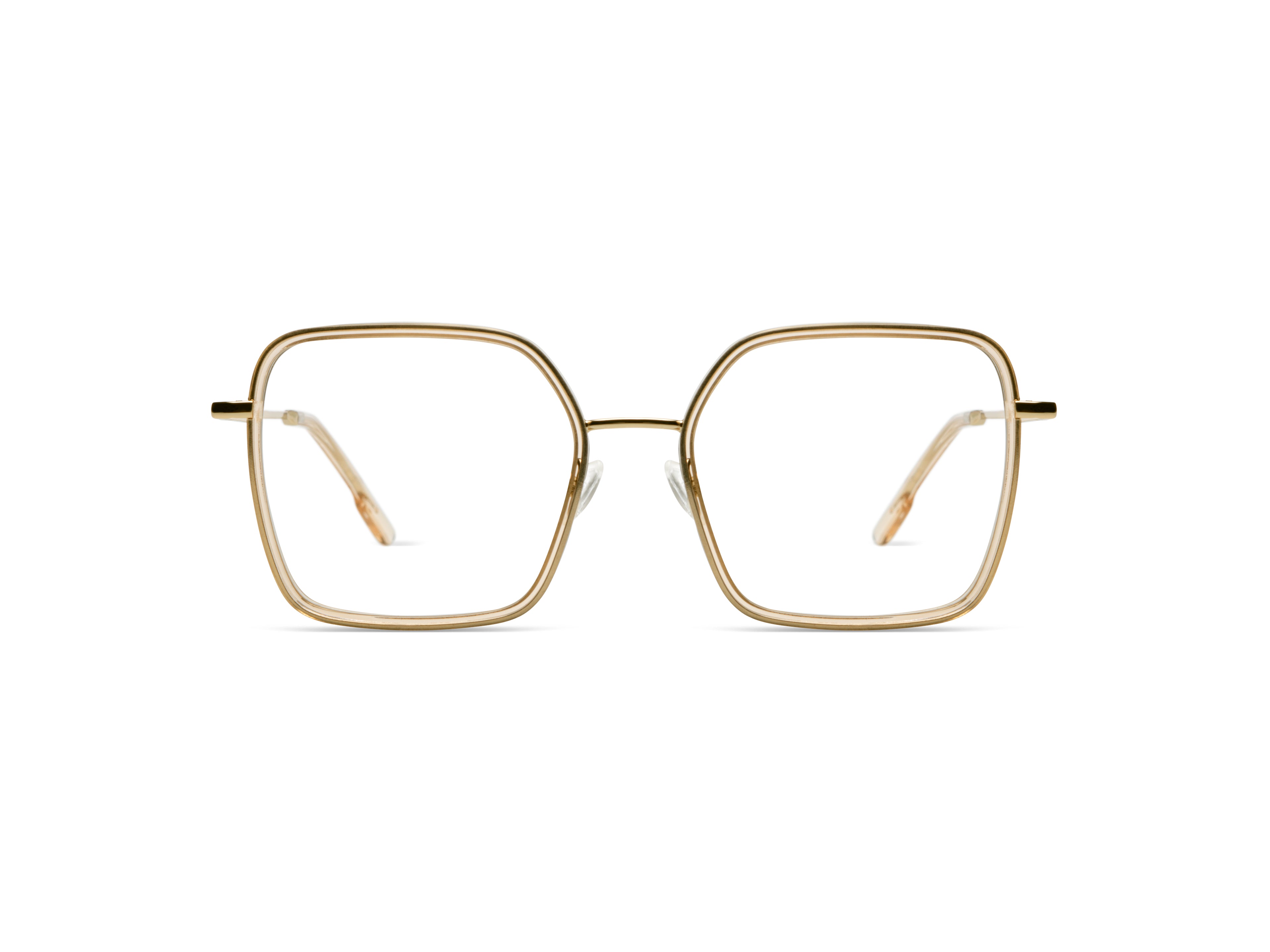 komono-audrey-champagne-white-gold-oversized-quadratische-sonnenbrille-edelstahl image 1