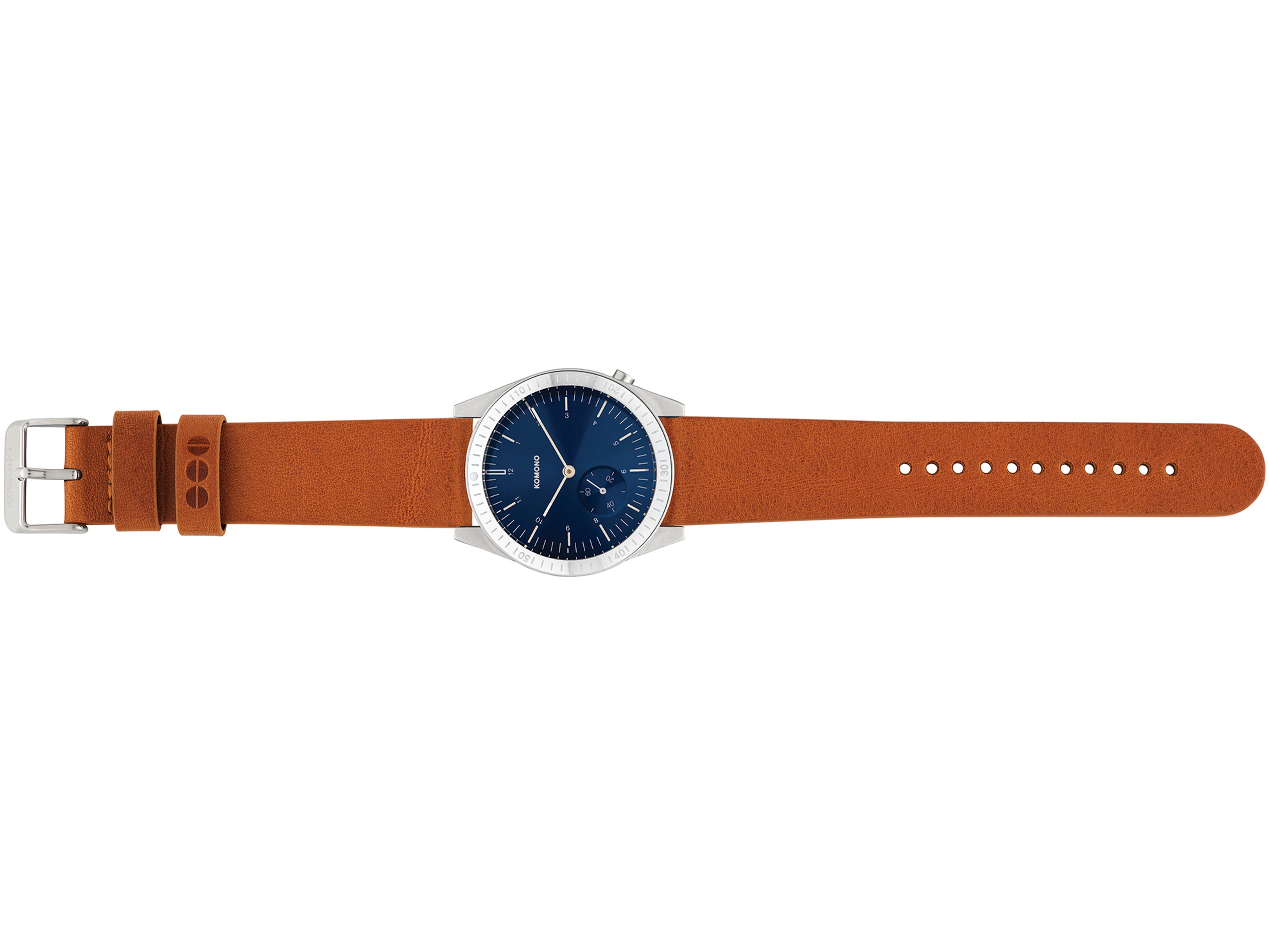 komono-ray-legacy-leather-silver-blue-cognac-uhr image 2